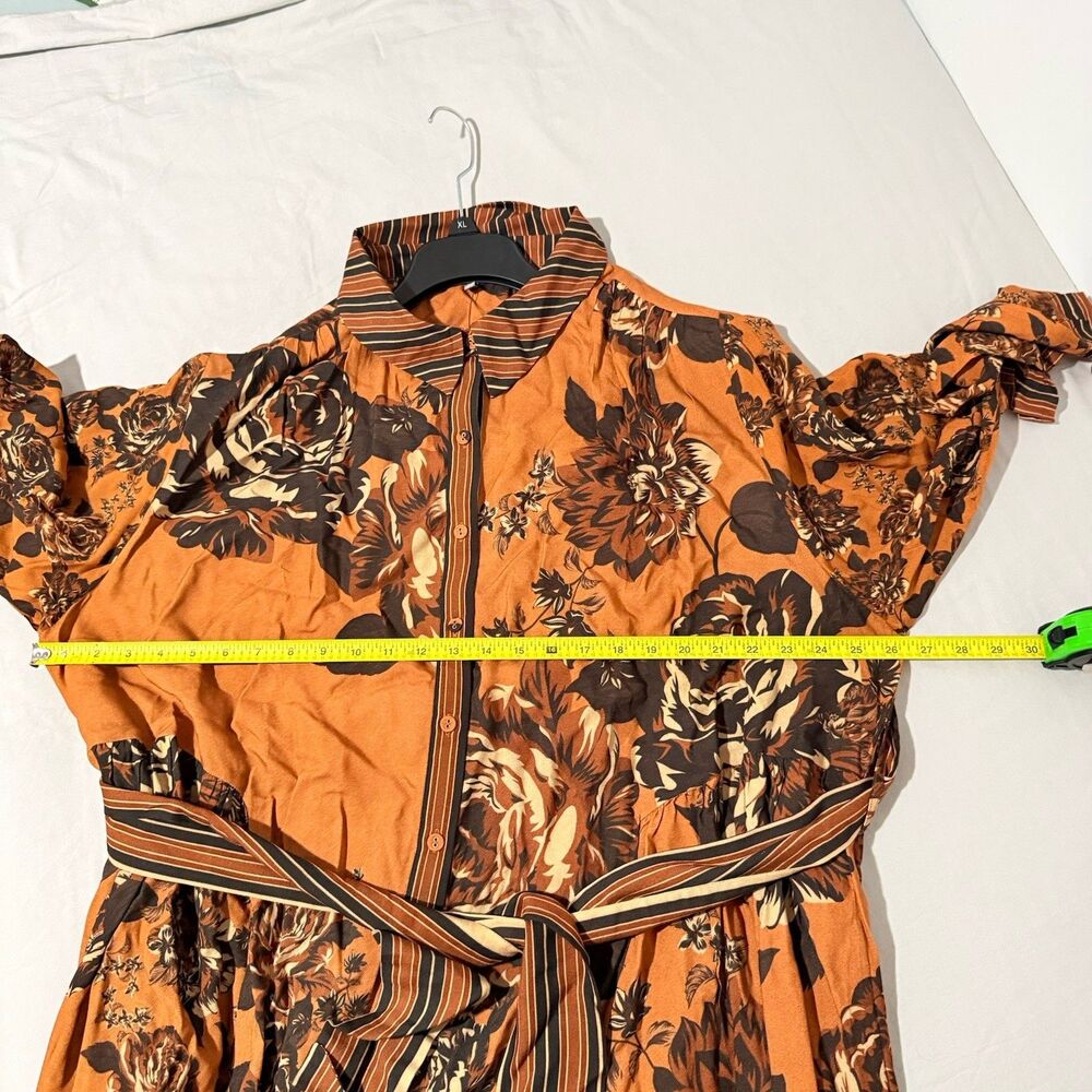 Conditions Apply Irwania Midi Shirtdress 3X Brown Pattern NWT - Picture 14 of 16